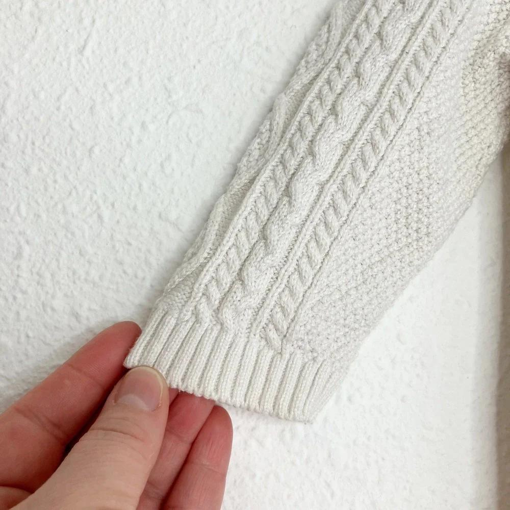 Janie and Jack Baby Romper Cream Cable Knit Shawl Collar Button Front 3-6 Months